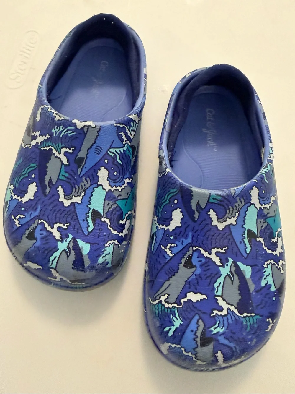 Kids Shark-Print Slip-On Shoes - Blue
